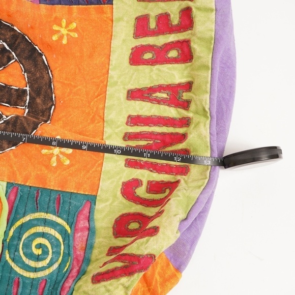 Shoreline Virginia Beach Orange With Peace Signs‎ Large Tote Bag - Picture 14 of 16